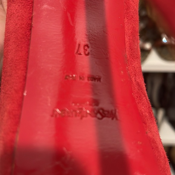 Red YSL platform suede pumps - Picture 6 of 6